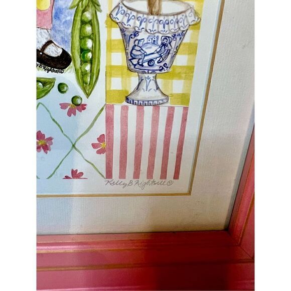 Bunny Print W Pink Frame 18” X 16” Signed By Artist Kelly B Rightsell - Picture 5 of 14